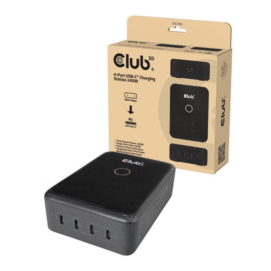 Club3D CAC-1933 4-Port USB-C 240W GaN Charging Station : image 1