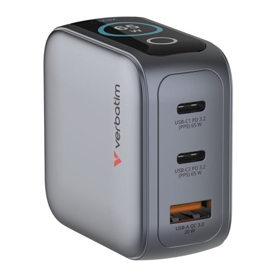 Verbatim Mini GaN Charger 65W 3-Port PD3.2 / QC3 Travel Wall Charger : image 2