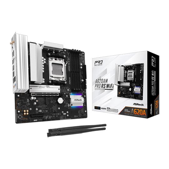 ASRock A620AM Pro RS WIFI DDR5 PCIe 4.0 microATX Motherboard : image 1