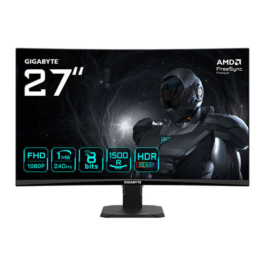 Refurbished Gigabyte 27" GS27FC2 FHD 240Hz FreeSync Premium VA Curved Gaming Monitor : image 1