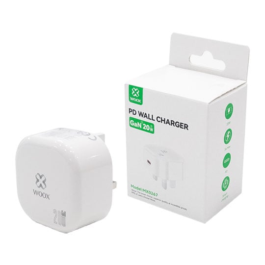 Woox MX0267 Single Port 20W USB-C GaN PD Wall Charger UK : image 1