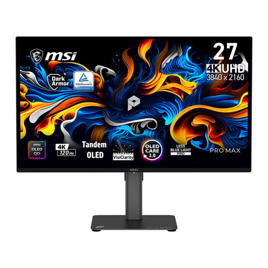 MSI PRO MAX 271UPX12G 27" 4K 120Hz AMD FreeSync Premium Pro HDR400 QD-OLED Gaming Monitor : image 1