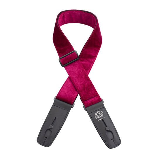 Lock-It Crushed Velvet Red Guitar Strap : image 1