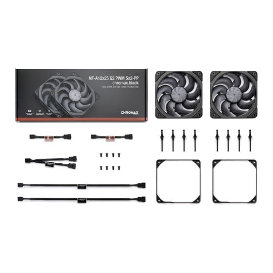 Noctua NF-A12x25 G2 PWM Sx2 PP chromax.black 120mm Black PWM Dual Fan Pack : image 4