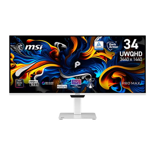 MSI PRO MAX 341QPXW14G 34" UWQHD AMD FreeSync Premium Pro HDR500 QD-OLED Gaming Monitor : image 1