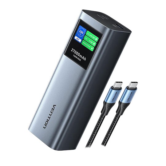 Vention 140W 27000mAh Power Bank w/ TFT info Display Grey : image 1