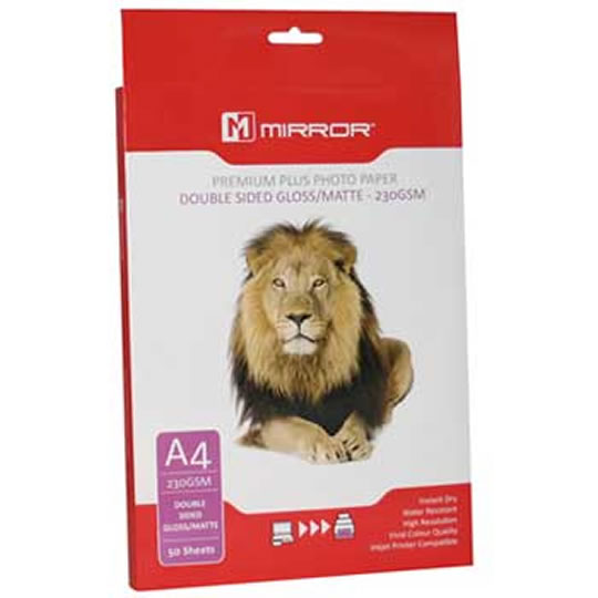 Mirror Inkjet Matt/Glossy Duo A4 Photo Paper 230gsm 50pk (Double Sided) : image 1