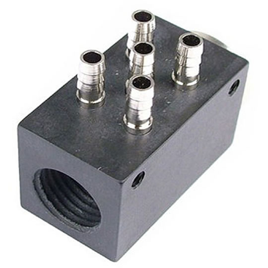 Alphacool MCX 4x Distributor G1/4": for NexXxoS MXC-One cooler  (convert G1/4" into 3mm) : image 1