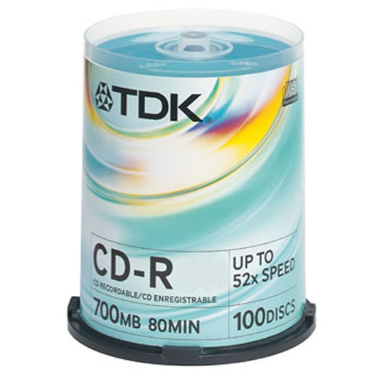 TDK CD-R80CBA100, 700MB CD-R 52x,  Branded, 80min : image 1