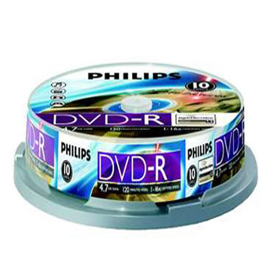 10pcs Cakebox, Philips DM4L6B10F/00, 4.7GB DVD-R 16x, Single Layer Lightscribe, 120min : image 1
