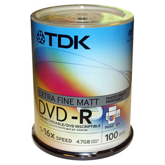 Faceface Printable TDK DVD-R 4.7GB Media 100 Cake Box - T19915 : image 1