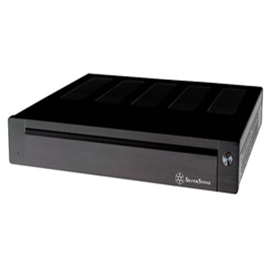Silverstone LC19B-R Black Slim Aluminum MicroATX Case with 120W Fanless PSU & Card Reader : image 1