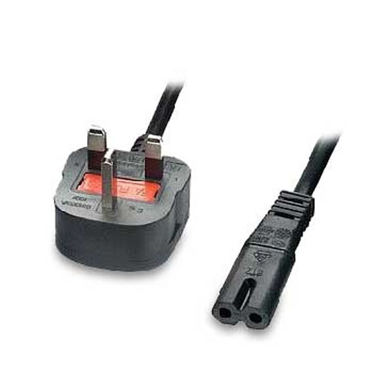 ScanFX 1m Mains Lead Plug UK to C7 Figure 8 Power Cable/Connector - Black : image 1