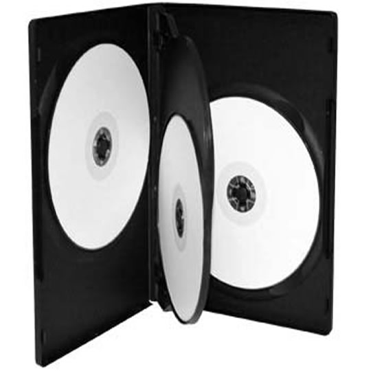 100pcs DVD Quad (14mm) Media Case Charcoal/Black (Holds 4 DVD's/CD's) with Cover Insert : image 1