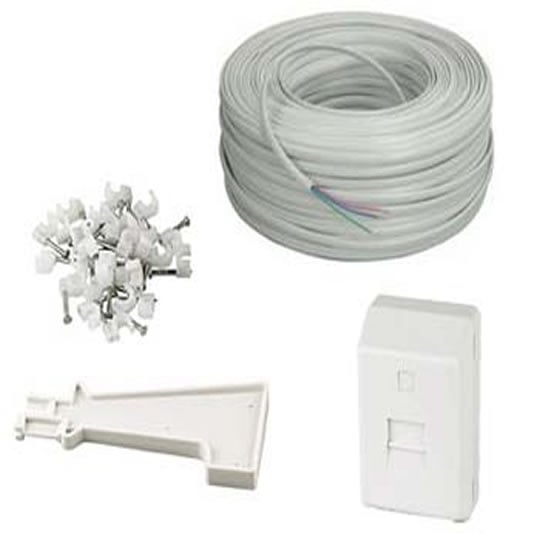 25m Scan AL1499 NTE5 Linebox Telephone Extension Kit (25m cable, socket, cable clips + tool) : image 1