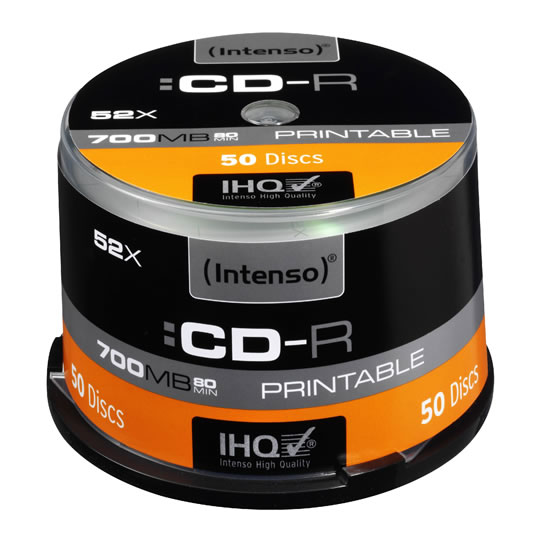 Intenso 50pcs Cakebox 700MB CD-R 52X, Full Face Printable, 80min 1801125 : image 1