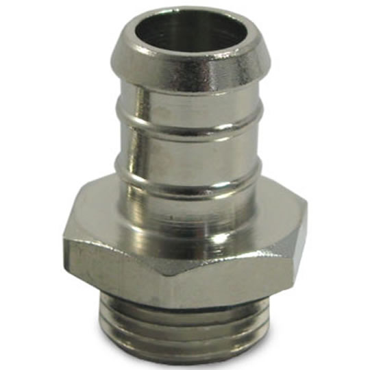 EK Polished Nickel Plated Brass G1/4" (BSPP) Thread to 3/8" (10mm) Hose Tail : image 1