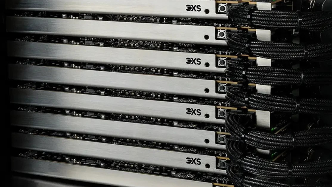 Eight NVIDIA GPUs installed in a 3XS AI dev box