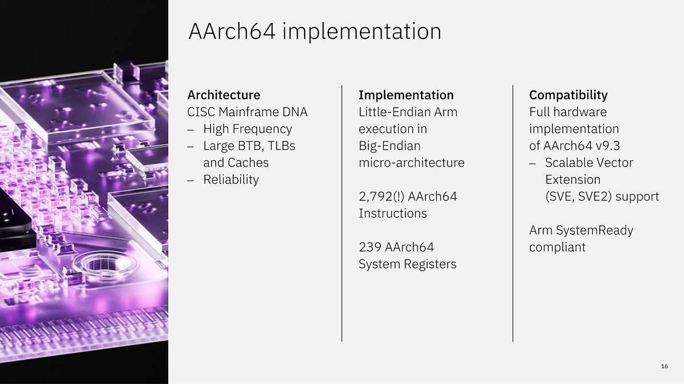 IBM AArch64 implementation details