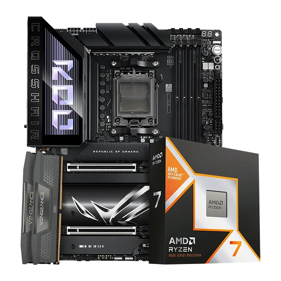 ASUS ROG Crosshair X870E HERO with AMD Ryzen 7 9800X3D CPU and Corsair DDR5 memory bundle