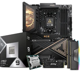 AMD Ryzen 9 9950X3D bundle with MSI MEG X870E ACE MAX motherboard, 32GB Corsair DDR5 RAM and 1TB Kingston SSD