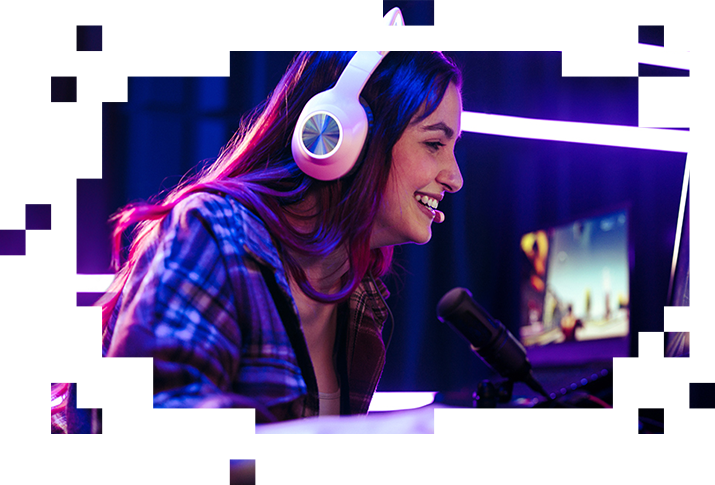 live streamer talking into microphone