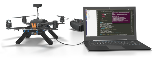 Intel Aerodrone Connected to a Laptop