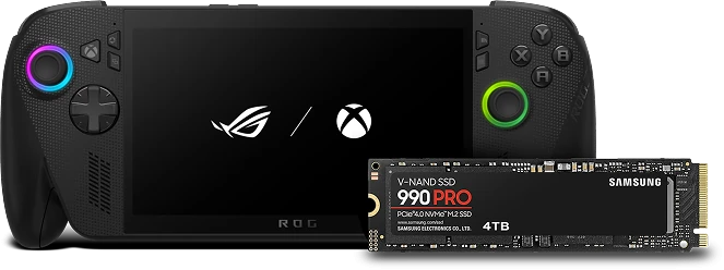 ROG Ally Xbox handheld with a Samsung SSD
