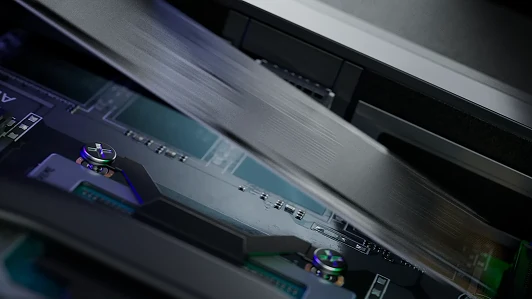 Close-up of a Samsung SSD being installed