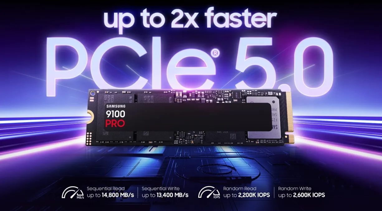 PCIe 5.0 Performance visualization showing speed capabilities