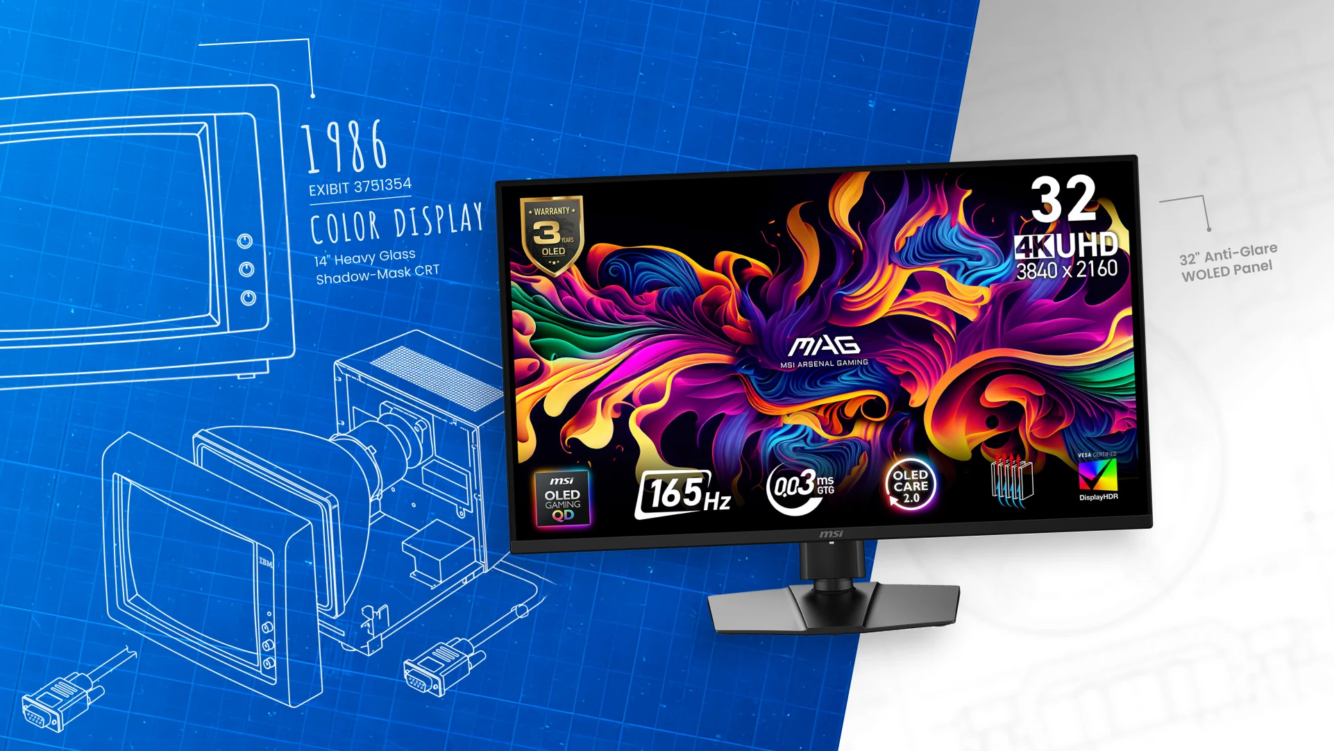MSI 32 inch MAG 322UP 4K QD-OLED E16 165Hz OLED HDR400 Monitor